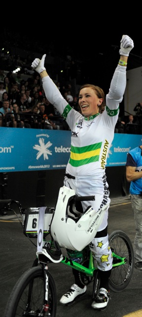 Caroline Buchanan celebrates her victory.